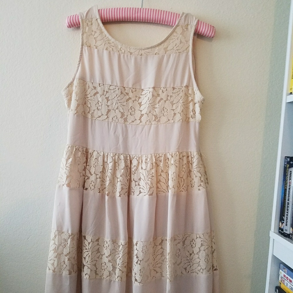Modcloth Cream Lace Dress Sz L